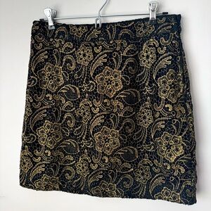 Gold Lace Brocade Mini Skirt
